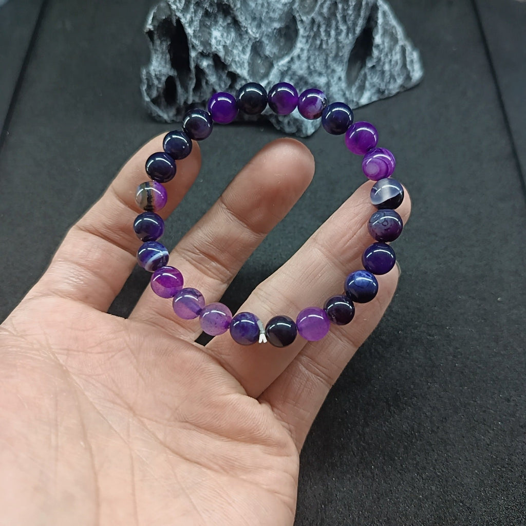 Bracelet "Spiritualité &amp; Sérénité" Améthyste &amp; Agate Violette – Harmonie Intérieure &amp; Protection Énergétique