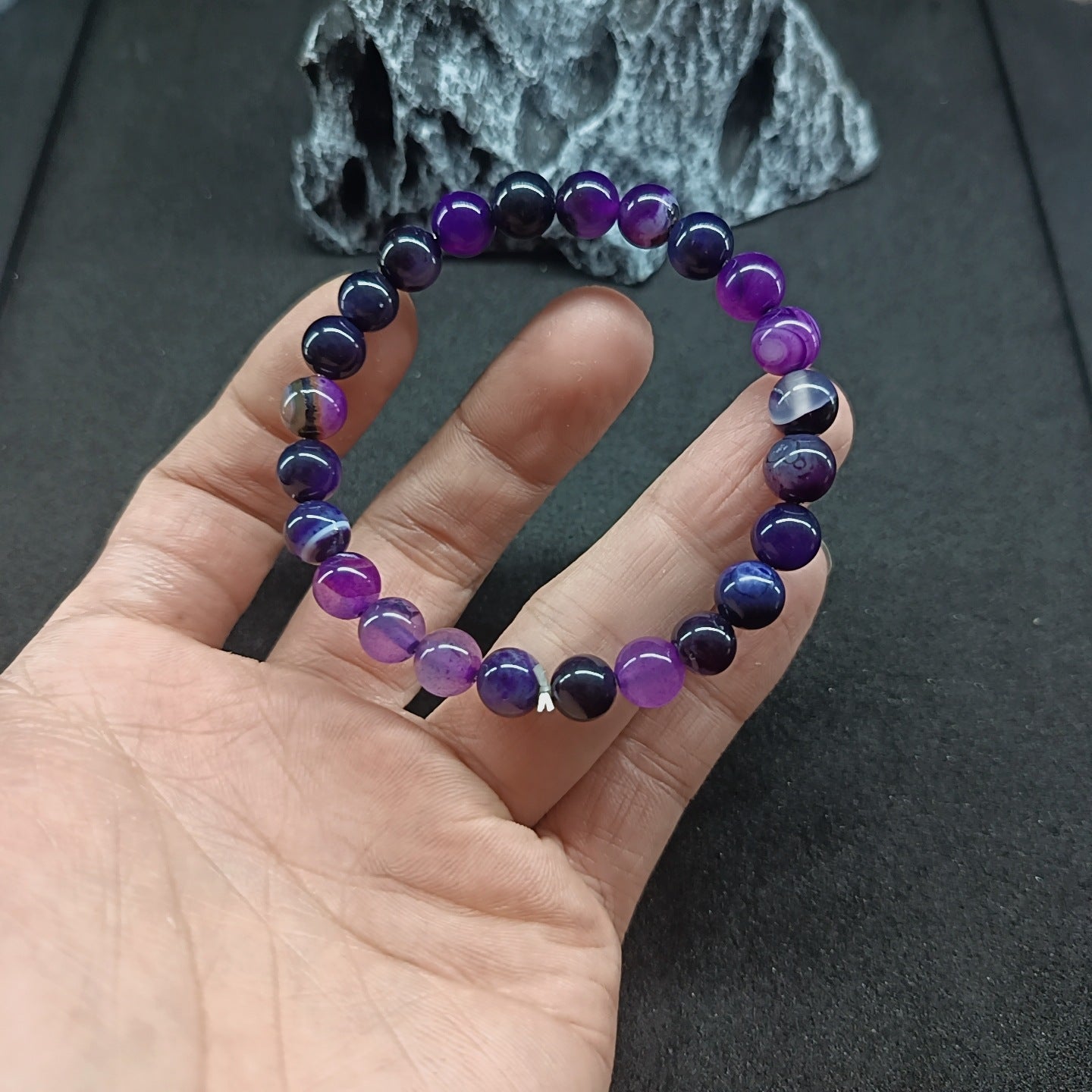 Bracelet "Spiritualité & Sérénité" Améthyste & Agate Violette – Harmonie Intérieure & Protection Énergétique